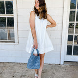 Sleeveless A-line Mini Dress - White