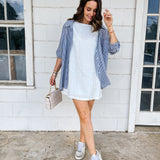 Button Detail Linen Mini Dress