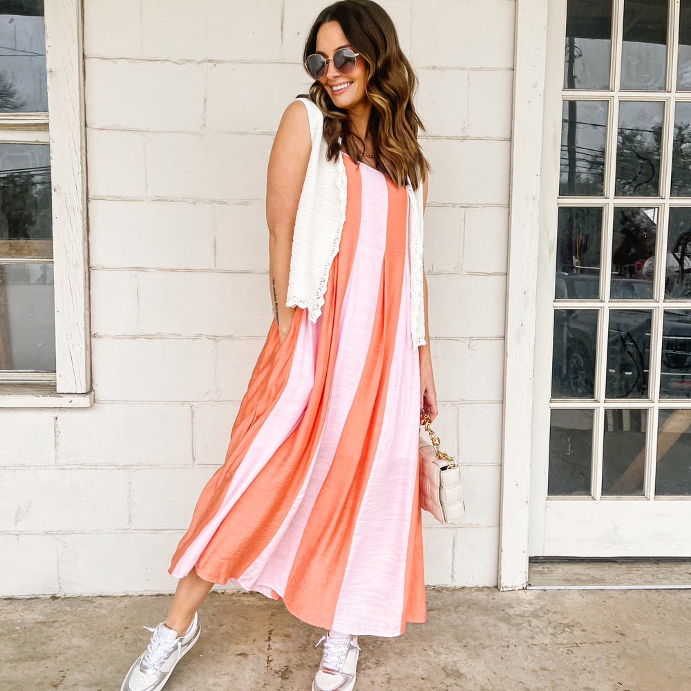 
                      
                        Colorblock Striped Midi Dress
                      
                    