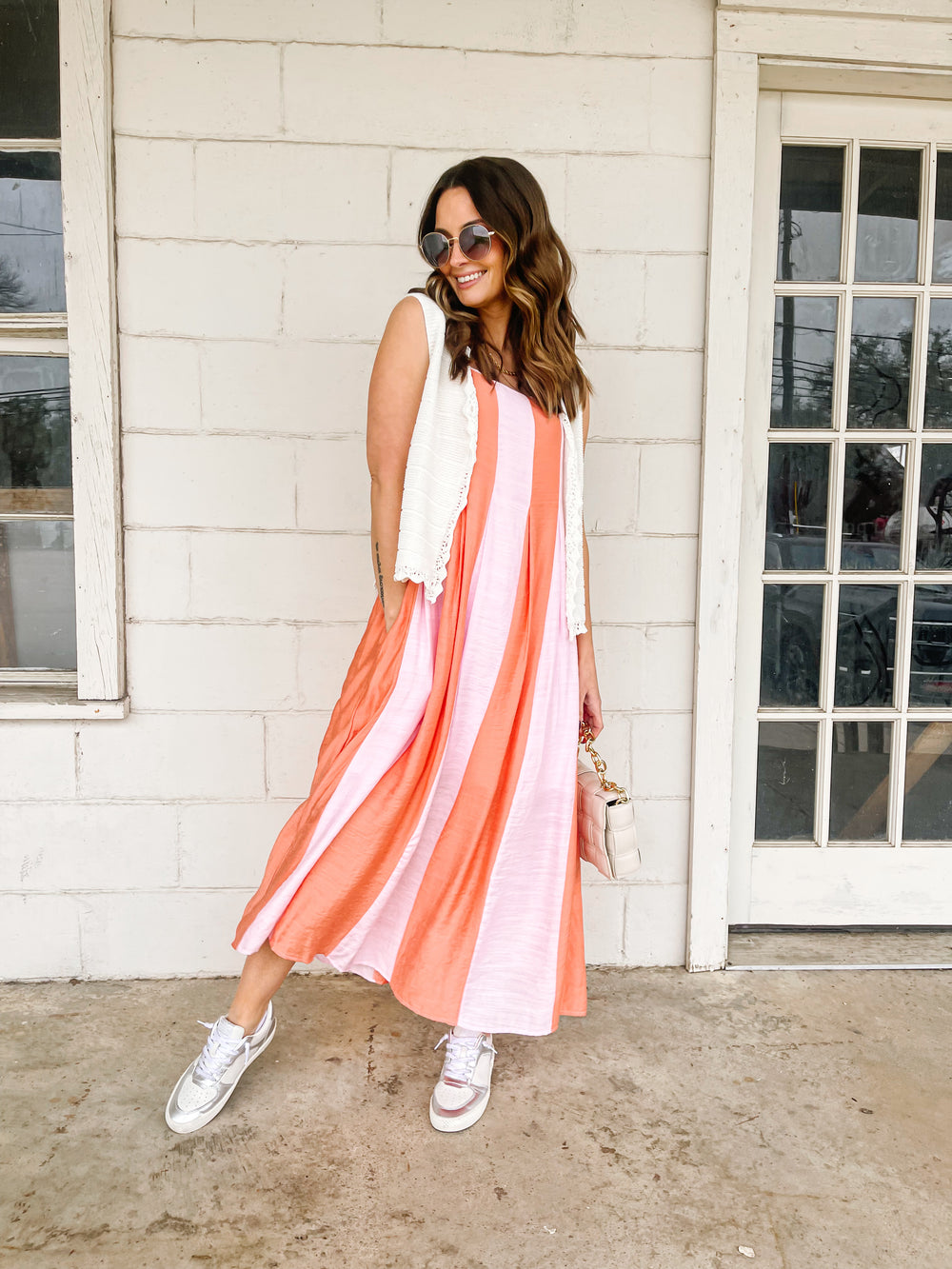 Colorblock Striped Midi Dress