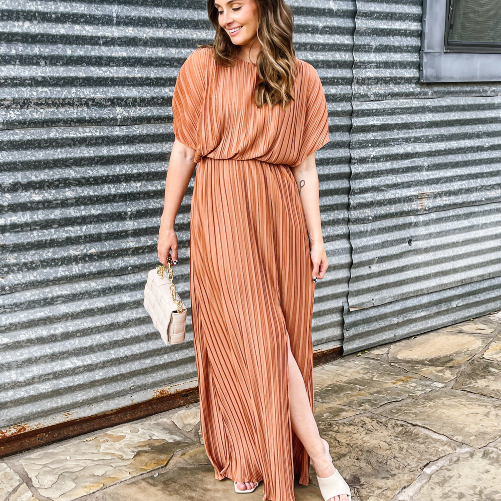 Rose Pleated Maxi Dress