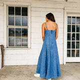 Washed Paneled Denim Maxi
