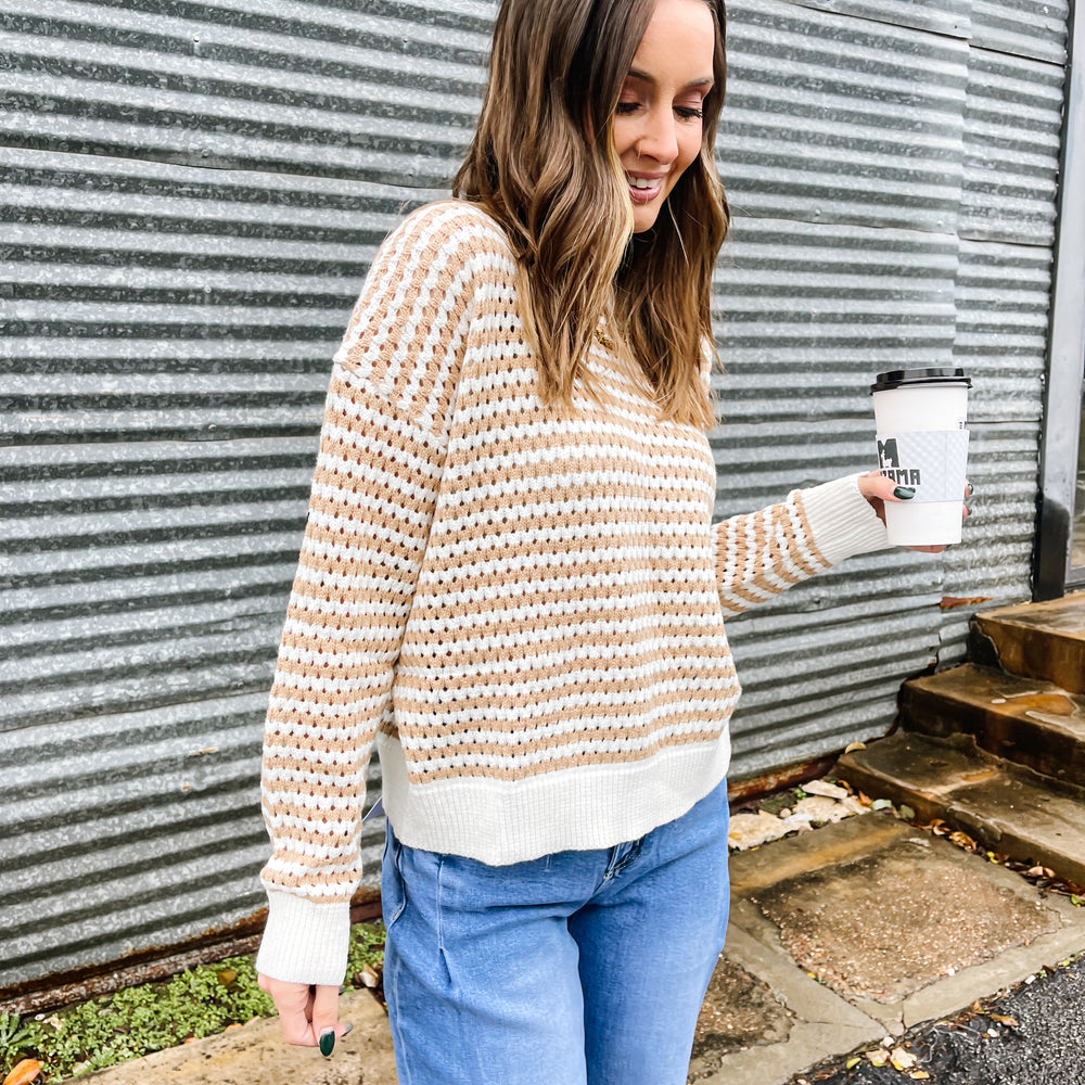 
                      
                        Taupe Crochet Sweater
                      
                    