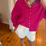 Fuchsia Button Cardigan