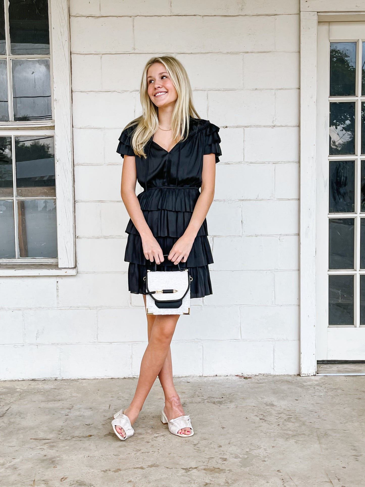 Short Sleeve Ruffle Dress