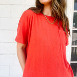 High Low Knit Pocket Tee
