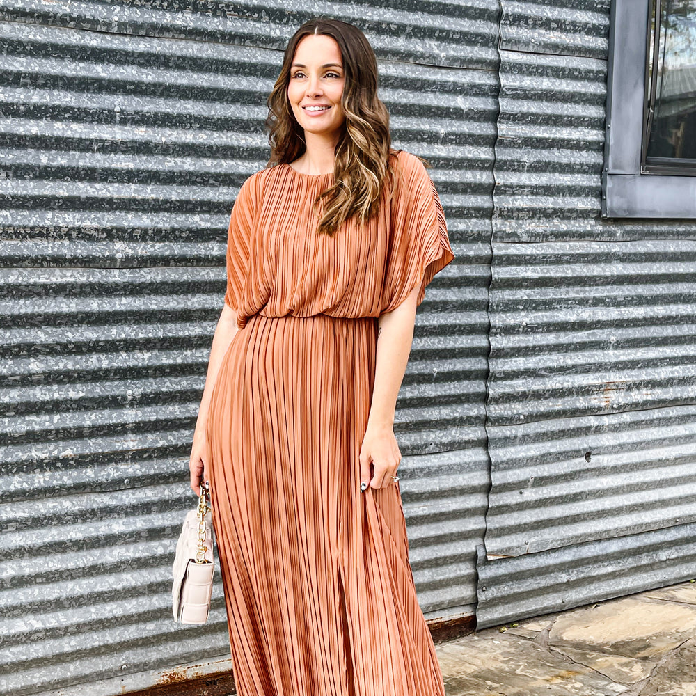 Rose Pleated Maxi Dress