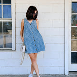 Printed Denim Button Dress