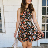 Black Floral Mini Dress