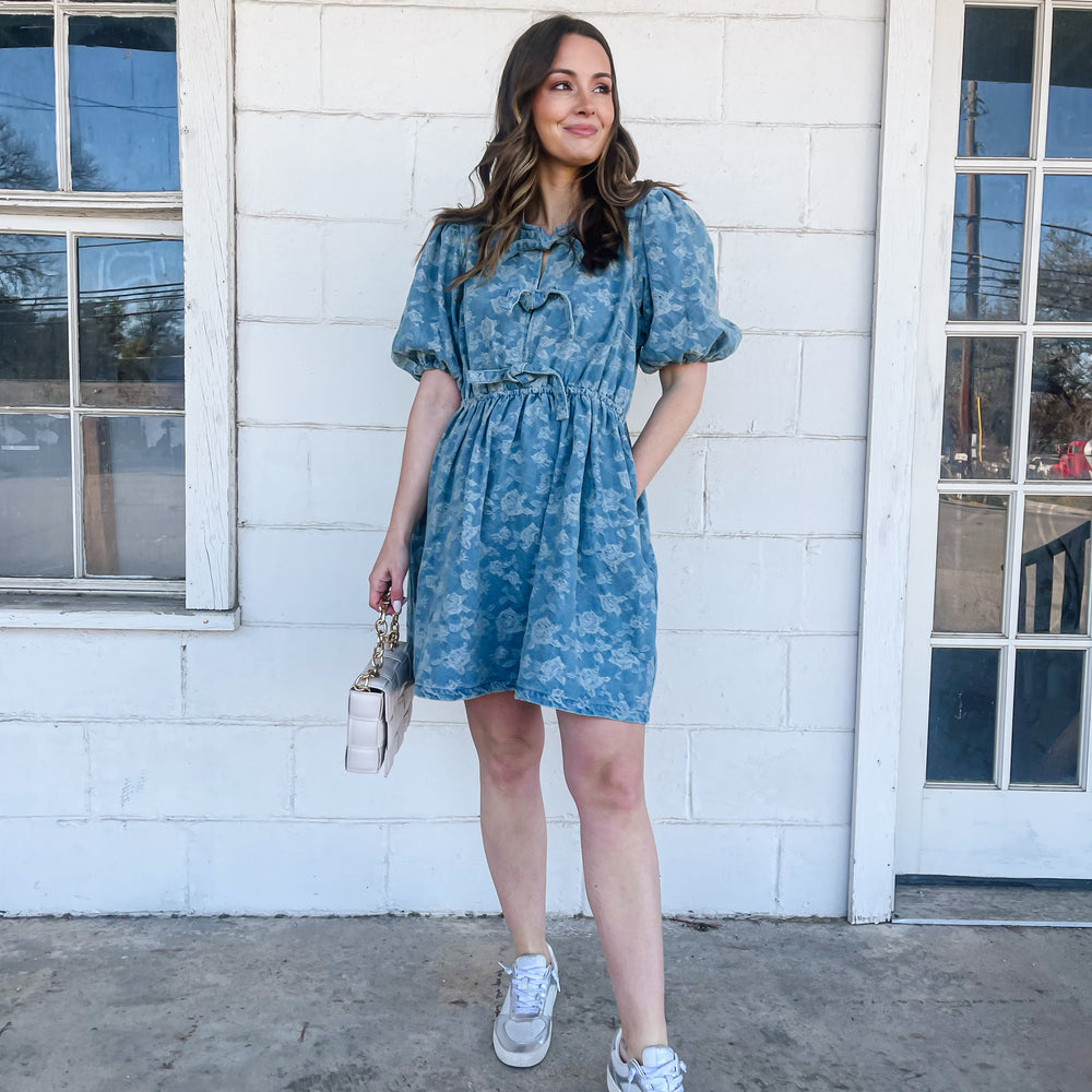 
                      
                        Denim Lace Detail Dress
                      
                    
