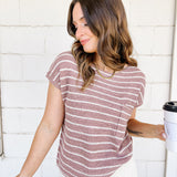 Striped Cap Sleeve Sweater