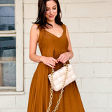 Solid Camel Maxi Dress