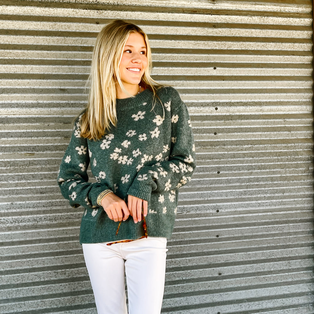 
                      
                        Drop Shoulder Floral Sweater
                      
                    