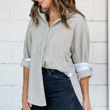 Beige Detailed Button Up