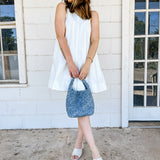Sleeveless A-line Mini Dress - White