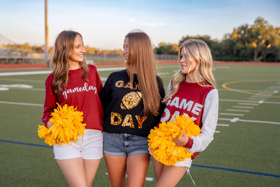 GameDay Knit Sequin Sweater - black