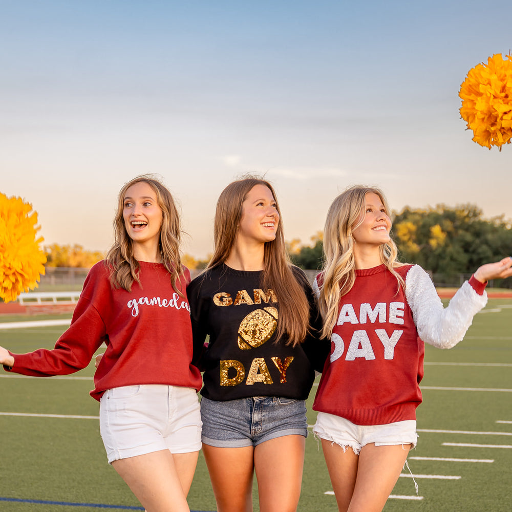 
                      
                        Sequin Scrip GameDay Sweater
                      
                    