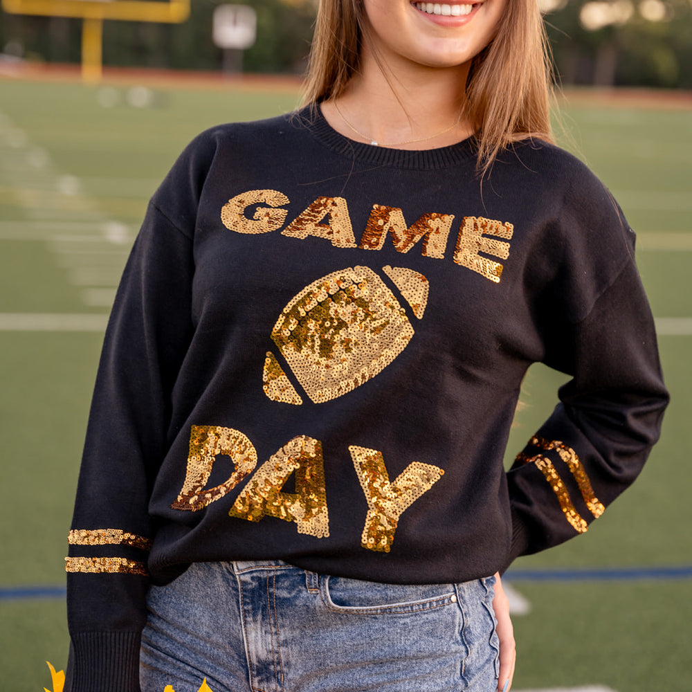 
                      
                        GameDay Knit Sequin Sweater - black
                      
                    