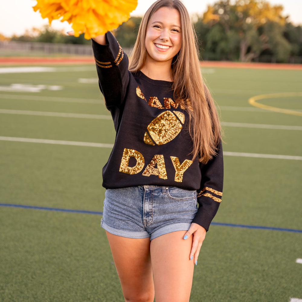 
                      
                        GameDay Knit Sequin Sweater - black
                      
                    