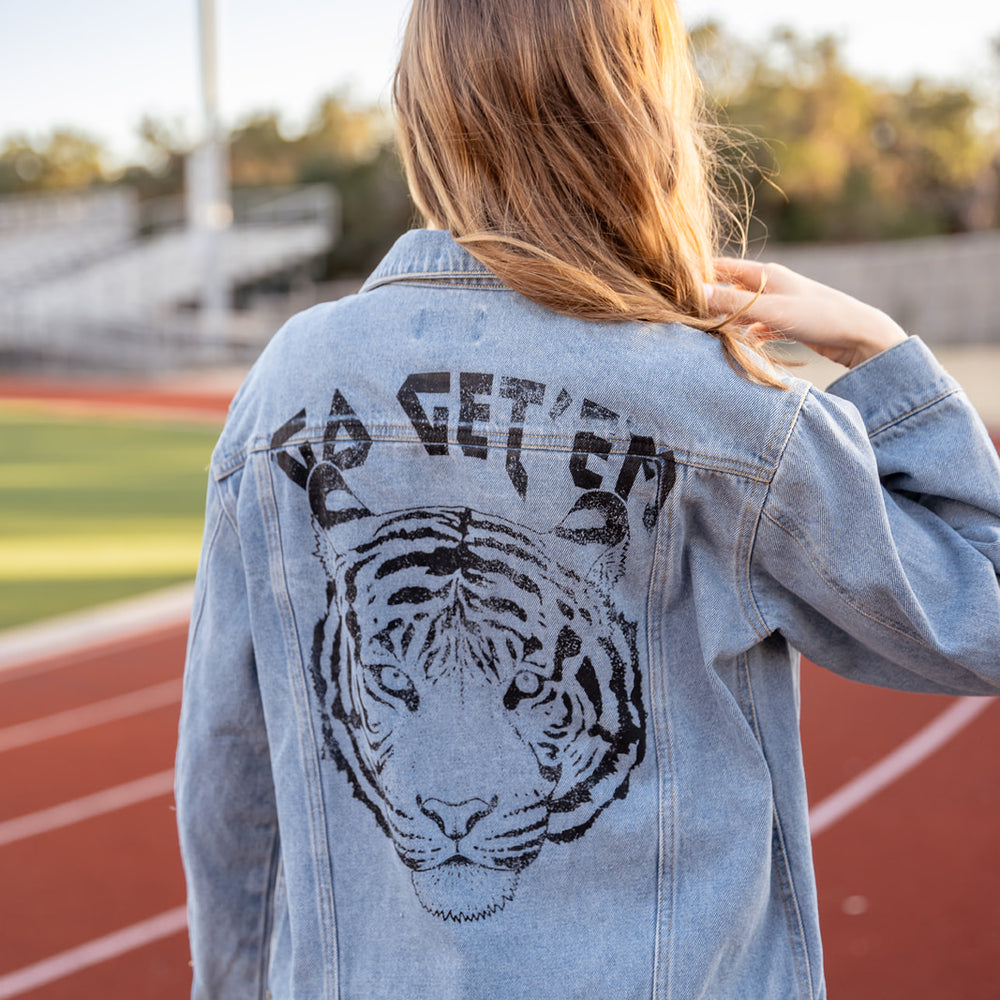 
                      
                        Get Em Tiger Denim Jacket
                      
                    