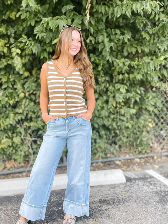 Striped Button Up Vest