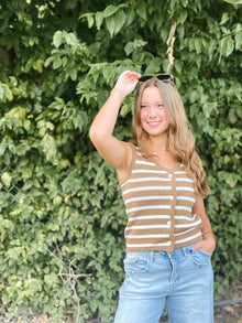  Striped Button Up Vest