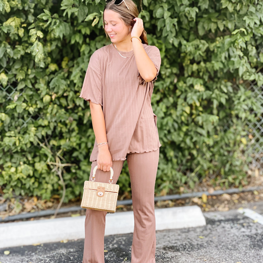 Ruffle Hem Set - Chestnut