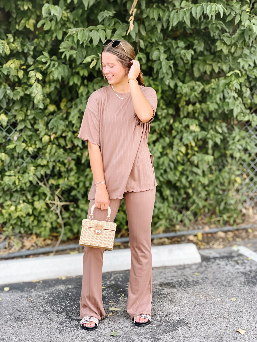 Ruffle Hem Set - Chestnut