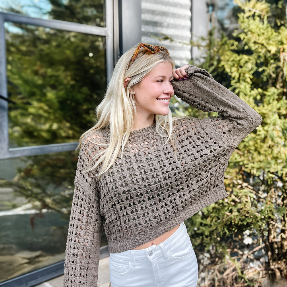 
                      
                        Flared Open Weave Sweater
                      
                    