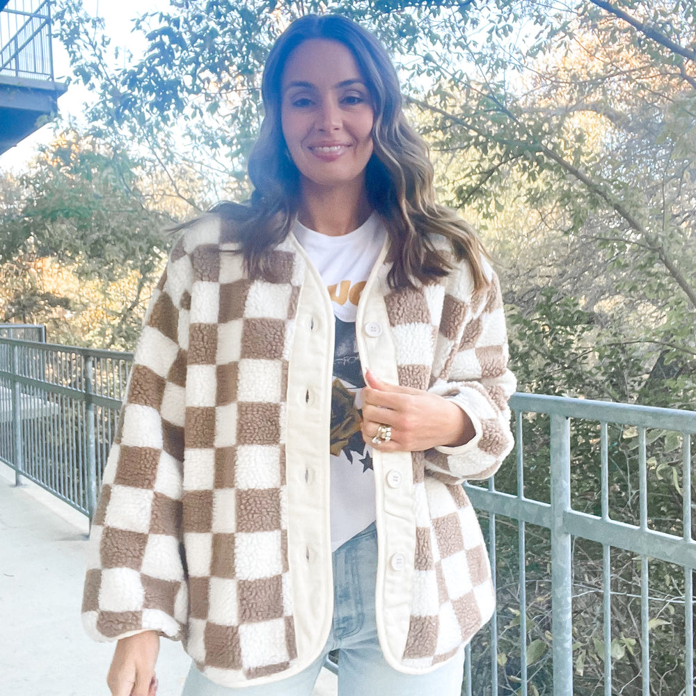 
                      
                        Checkered Button Jacket
                      
                    