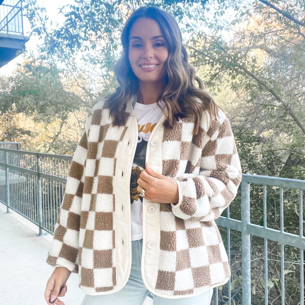 
                      
                        Checkered Button Jacket
                      
                    