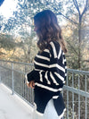 Split Hem Striped Turtleneck