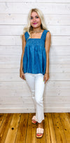 Vintage Blue Square Neck Tank