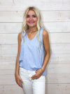 Pocket V-neck Tank - blue