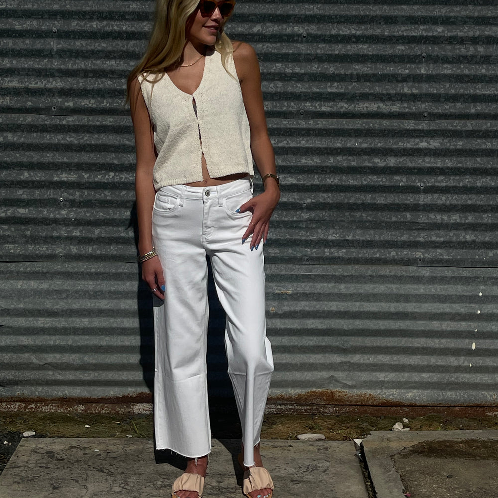 
                      
                        High Rise Crop Wide Leg - White
                      
                    