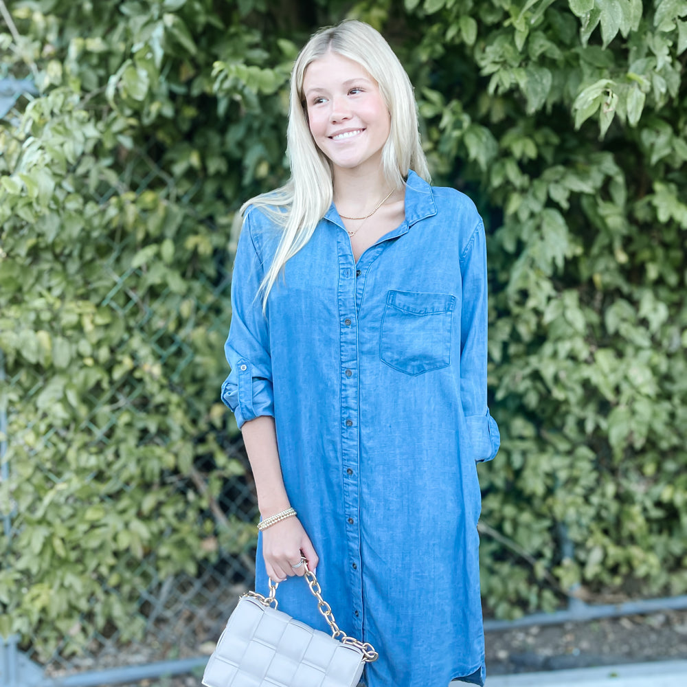 Denim Look Button Up Dress