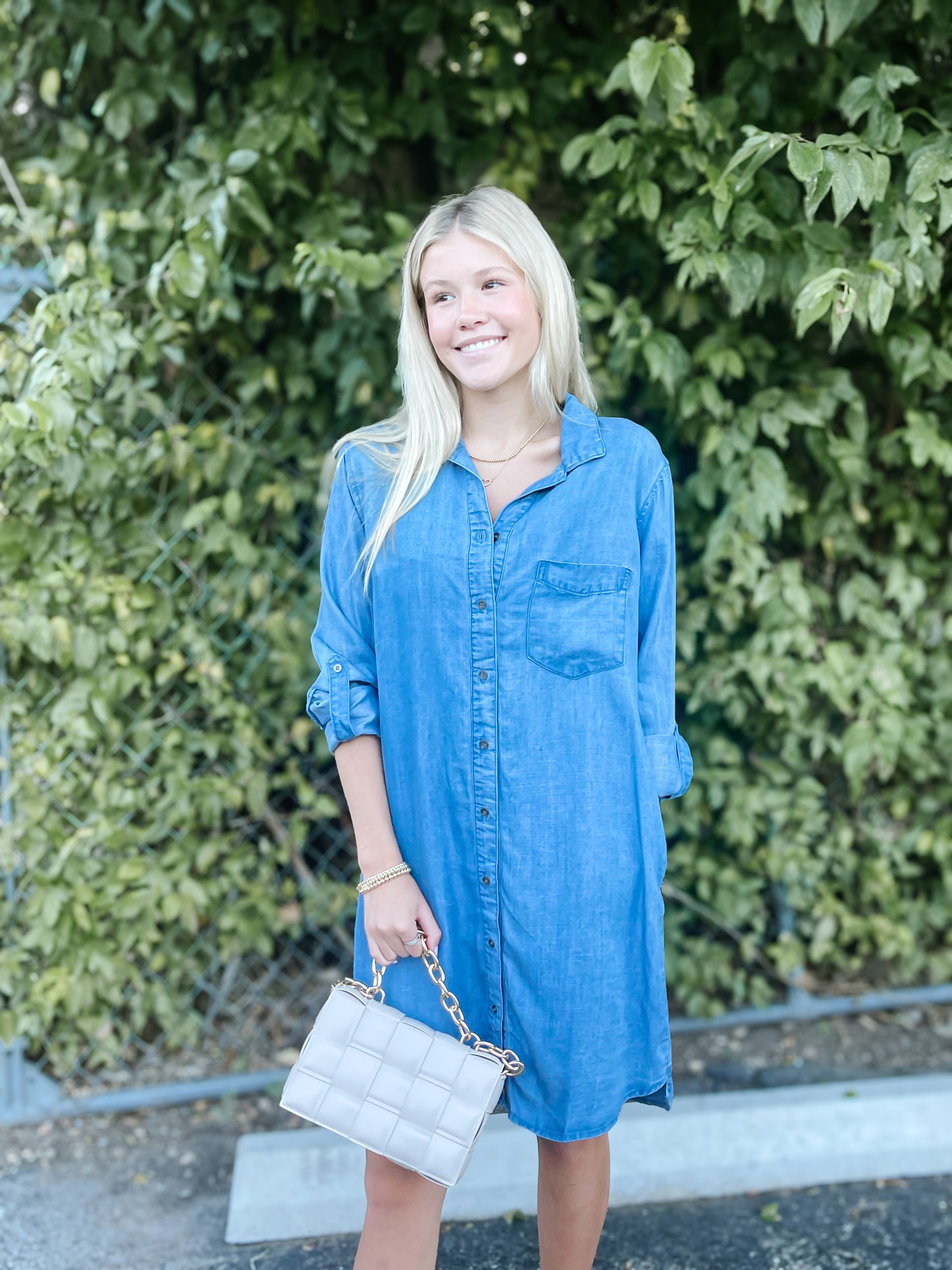 Denim Look Button Up Dress