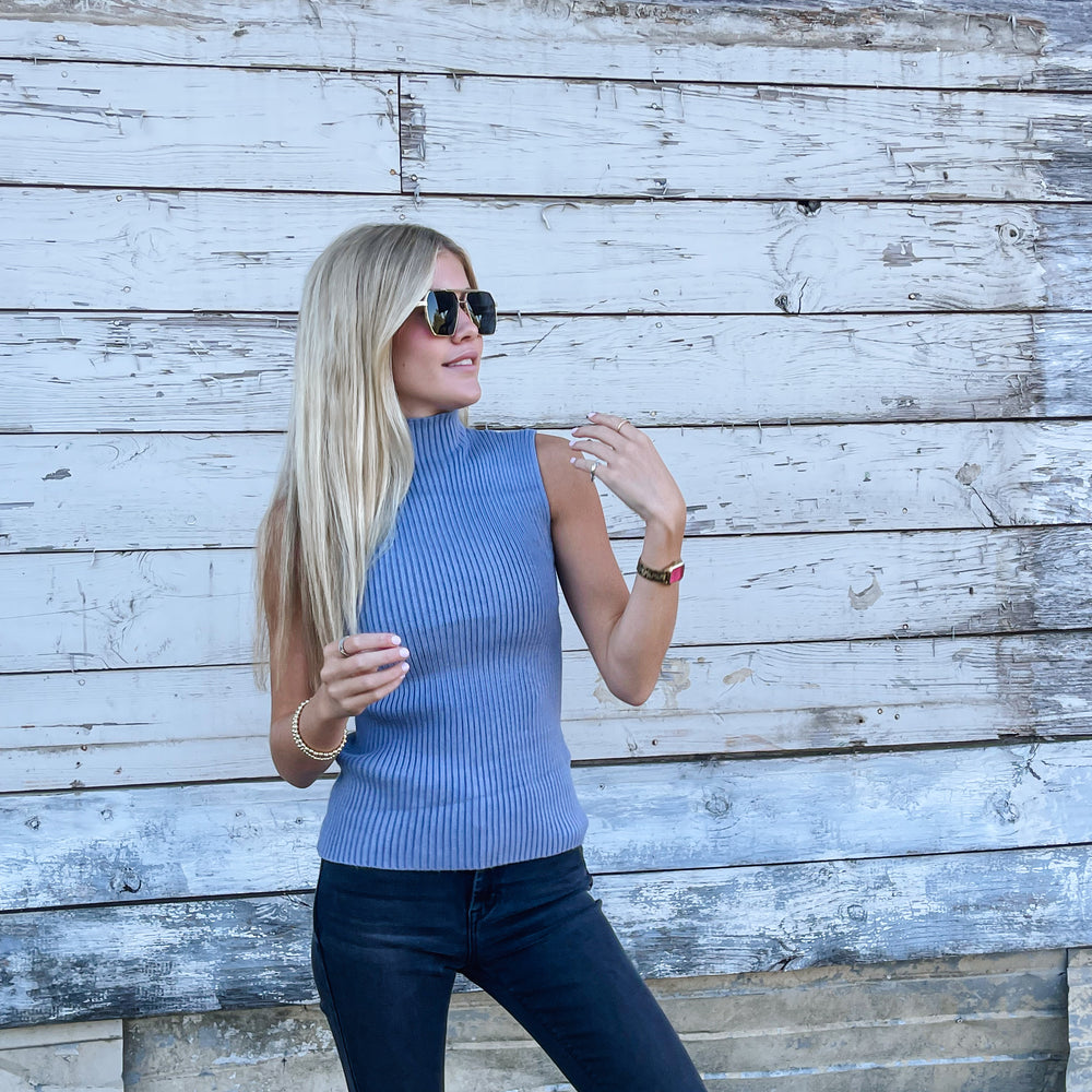 
                      
                        Knit Mock Neck Tank
                      
                    