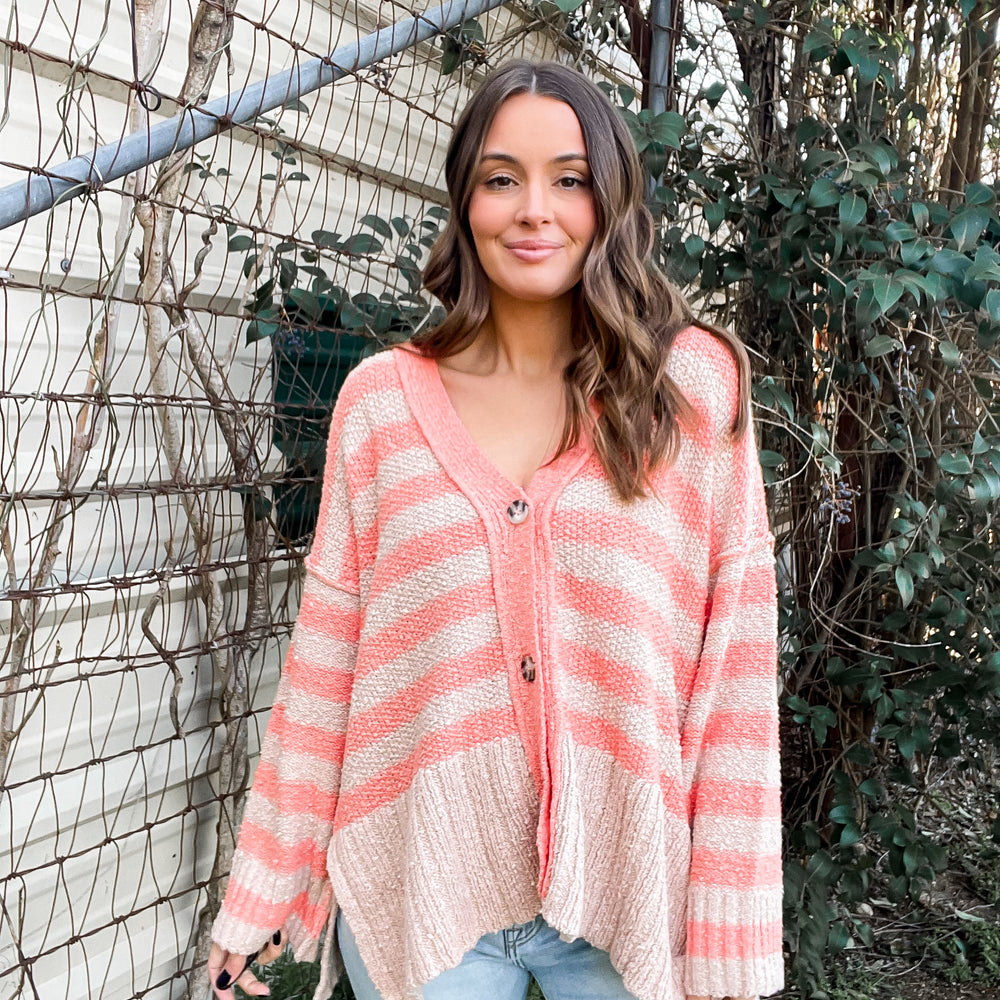 Coral & Taupe Cardigan