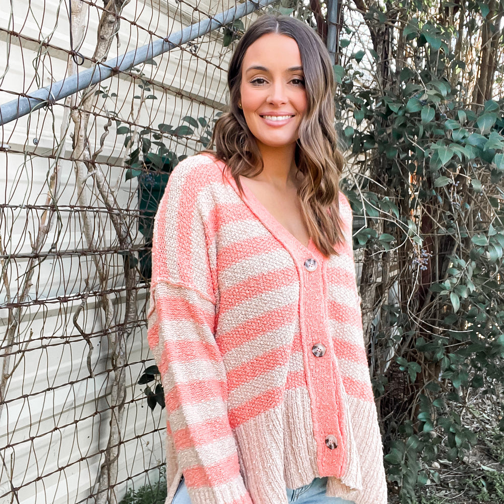 Coral & Taupe Cardigan