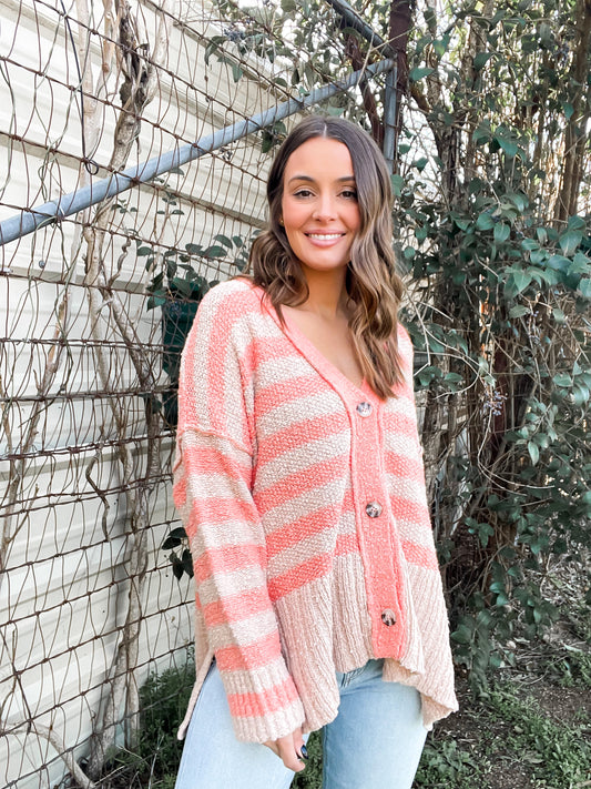 Coral & Taupe Cardigan