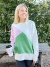 Green & Pink Color Block Sweater