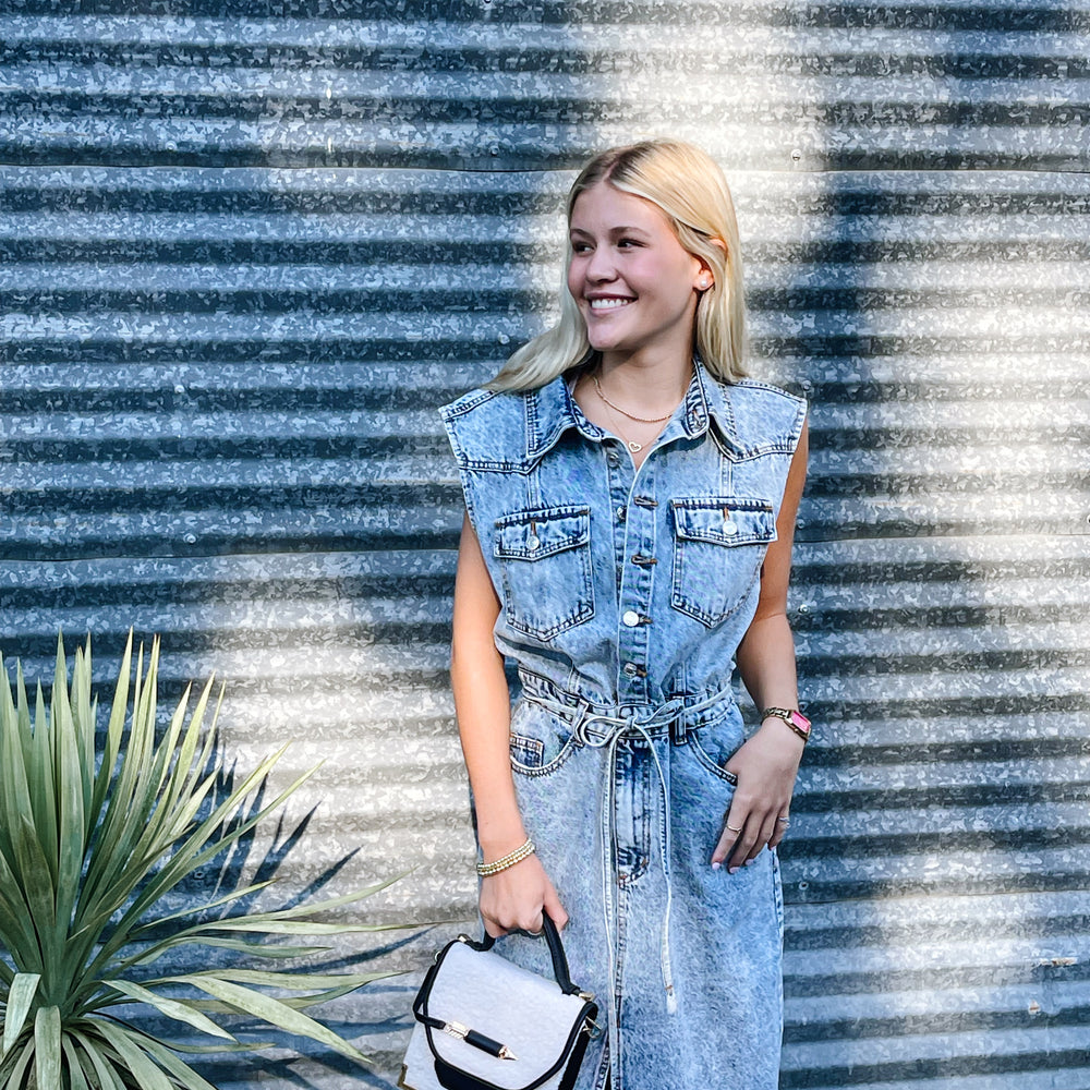 
                      
                        Acid Washed Denim Midi Dress
                      
                    