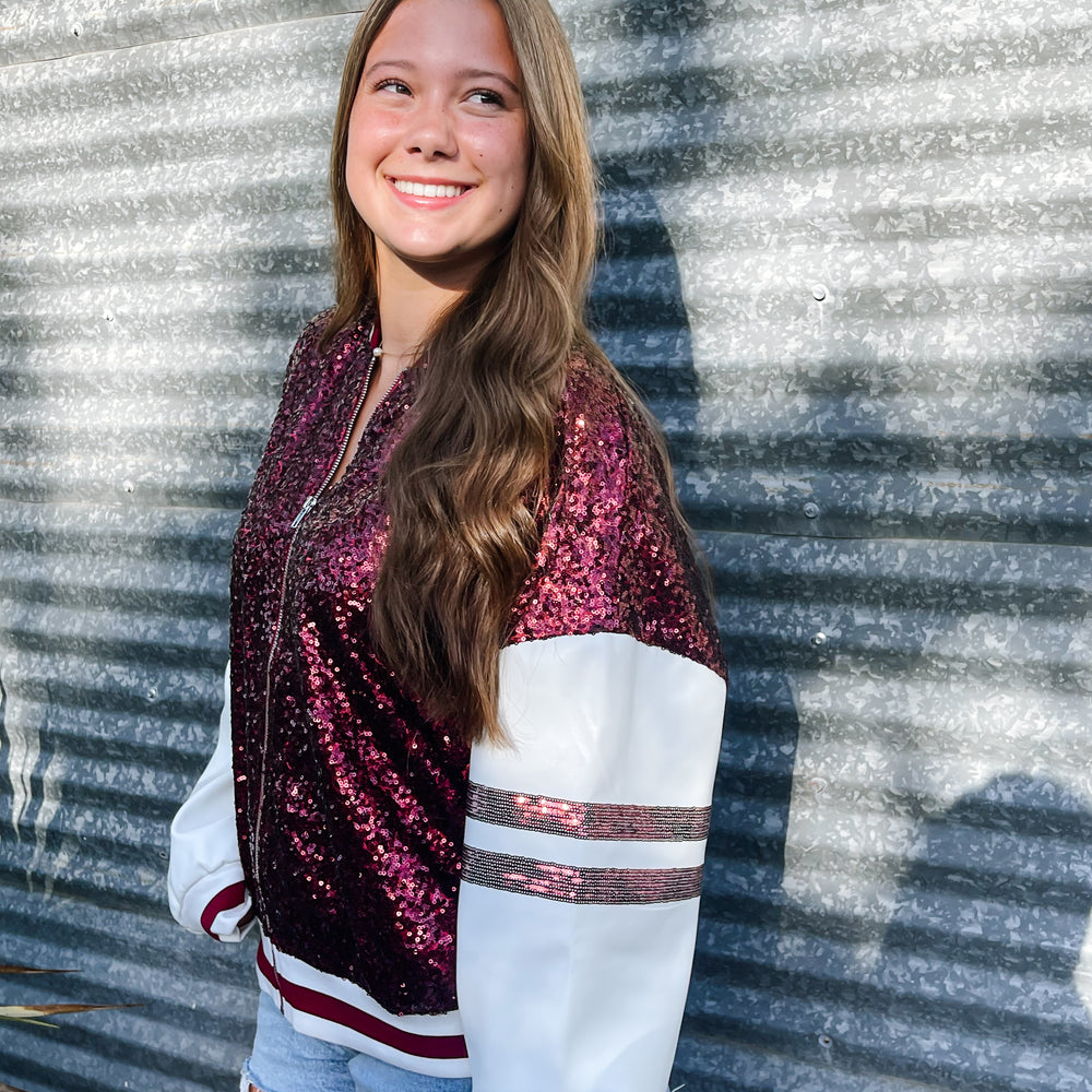 
                      
                        GameDay Sequins Bomber Jacket
                      
                    