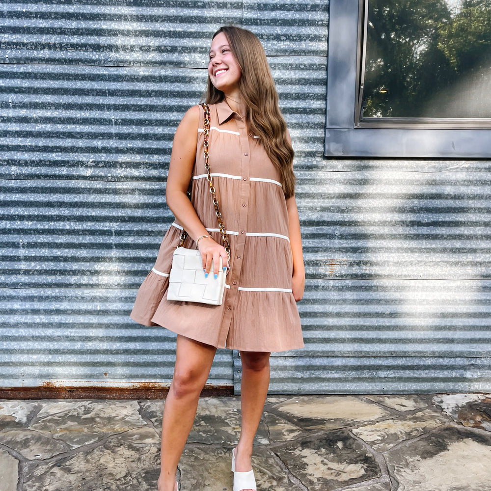 
                      
                        Tiered Mini Shirt Dress
                      
                    