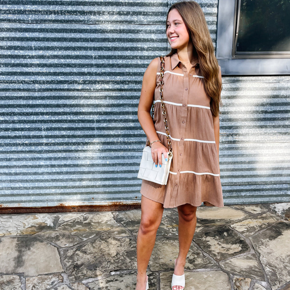 
                      
                        Tiered Mini Shirt Dress
                      
                    