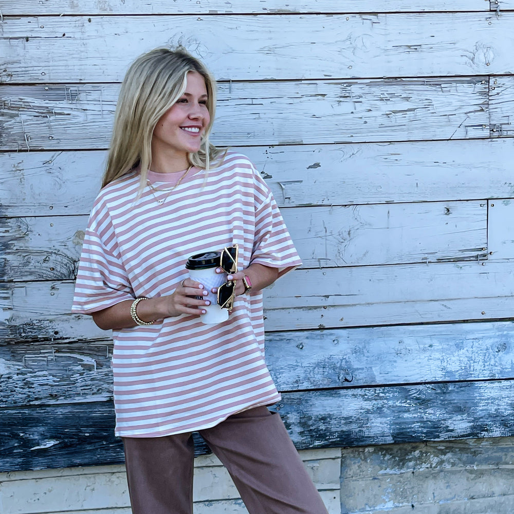 Dusty Pink Striped Tee