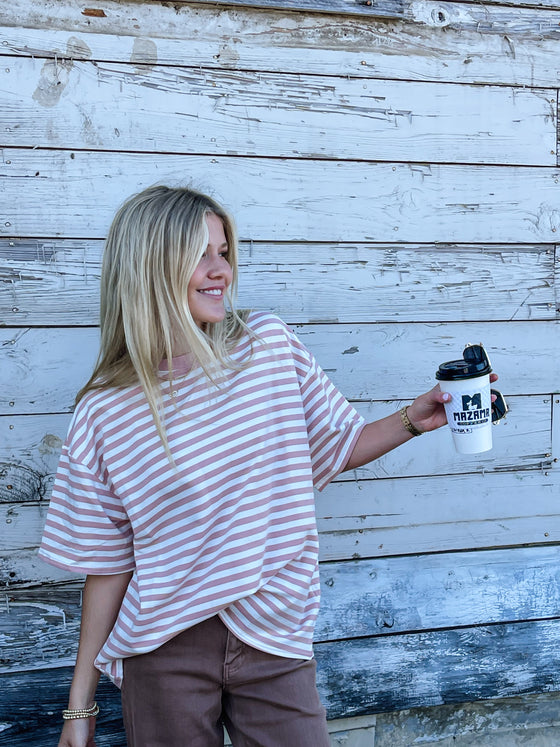 Dusty Pink Striped Tee