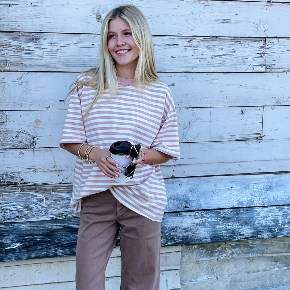 Dusty Pink Striped Tee