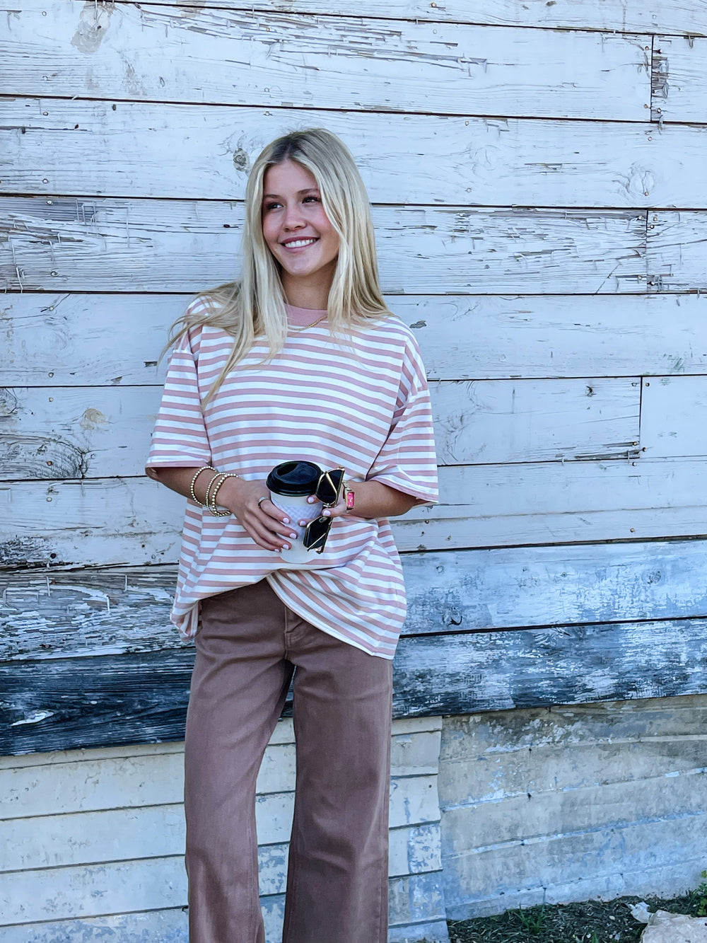 Dusty Pink Striped Tee